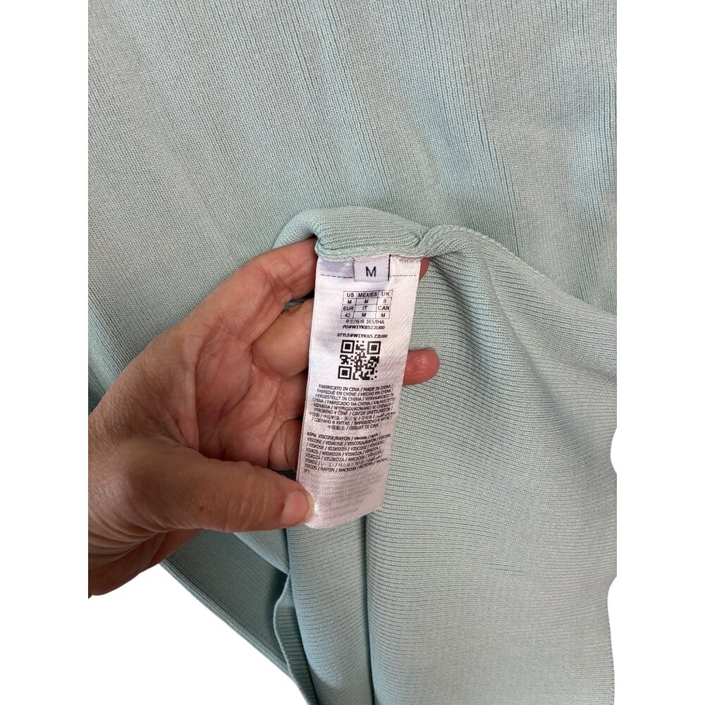 NWT GUESS Cap Sleeve Charlotte Bodycon Ribbed Dress M Aqua Ice Mint Green *READ - Picture 8 of 12